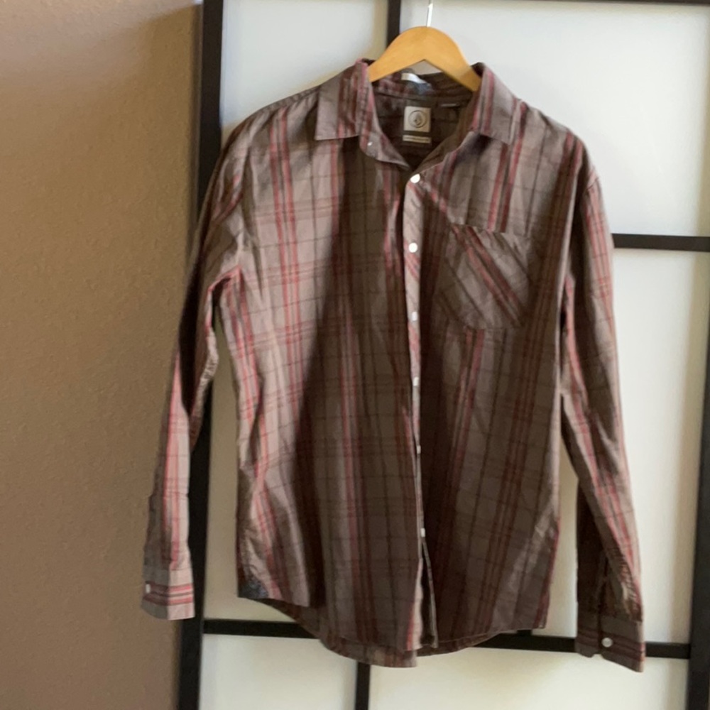 Volcom Long Sleeve Button Front Shirt Cotton Classic Fit